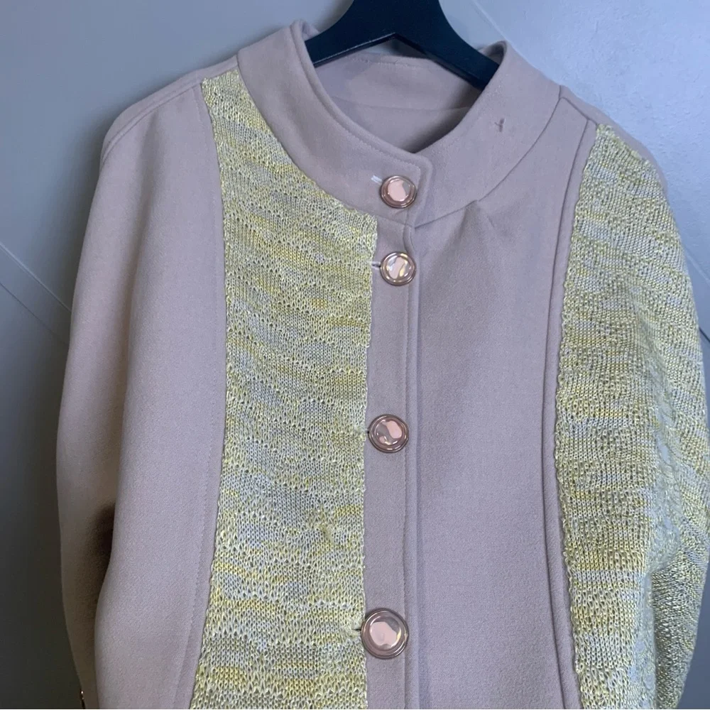 Italian Retro Beige Gold Yellow Fringe Jacket Size Large